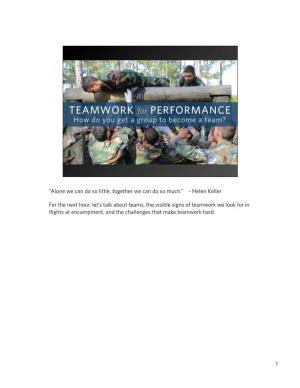 Teamwork for Performance