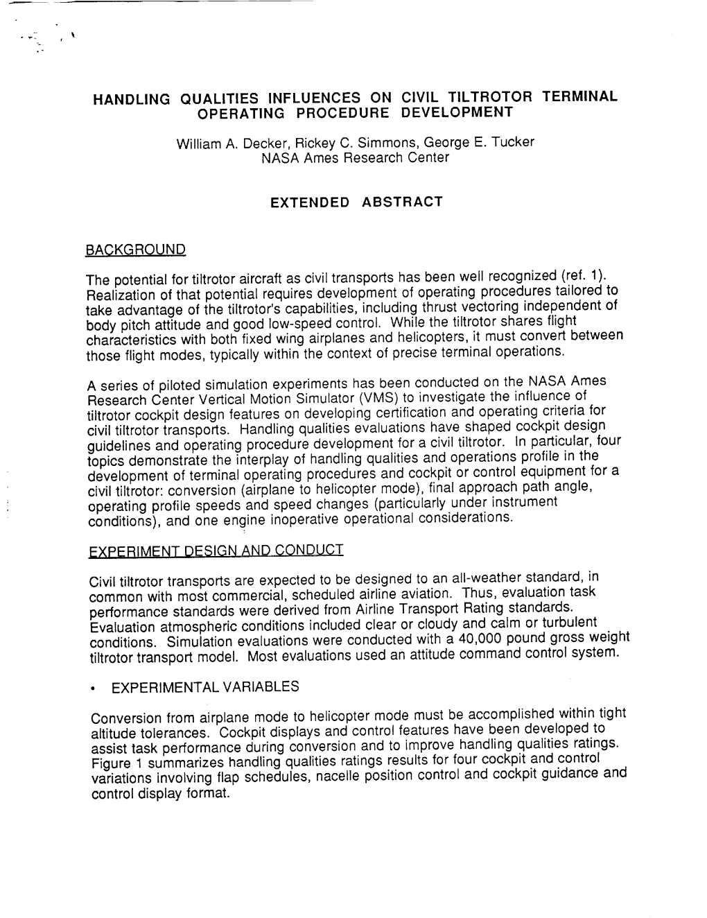 Handling Qualities Influences on Civil Tiltrotor Terminal Operating Procedure Development