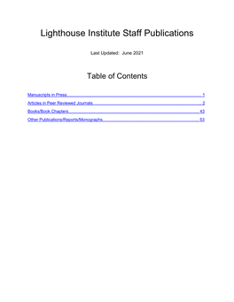 Lighthouse Institute Staff Publications
