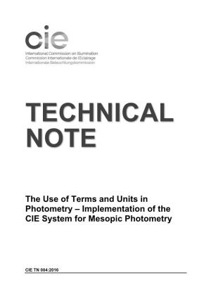 CIE Technical Note 004:2016