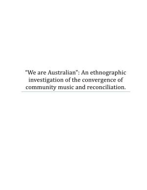“We Are Australian”: an Ethnographic Investigation of the Convergence of Community Music and Reconciliation