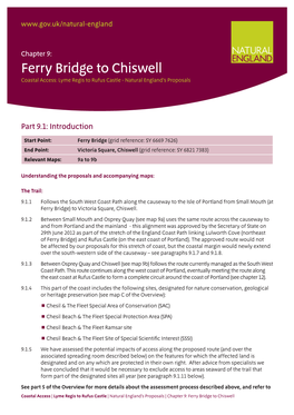 Ferry Bridge to Chiswell Coastal Access: Lyme Regis to Rufus Castle - Natural England’S Proposals