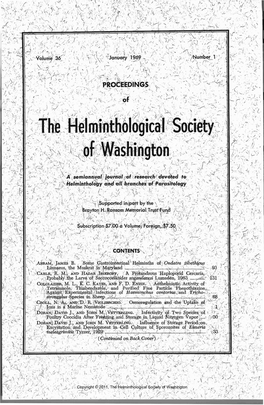 Proceedings of the Helminthological Society of Washington 36(1) 1969
