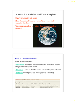 Chapter 7: Circulation and the Atmosphere