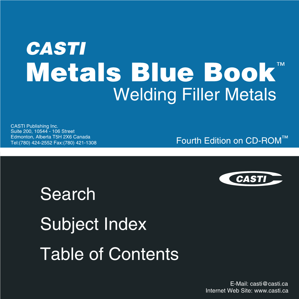 CASTI Metals Blue Book™ Welding Filler Metals