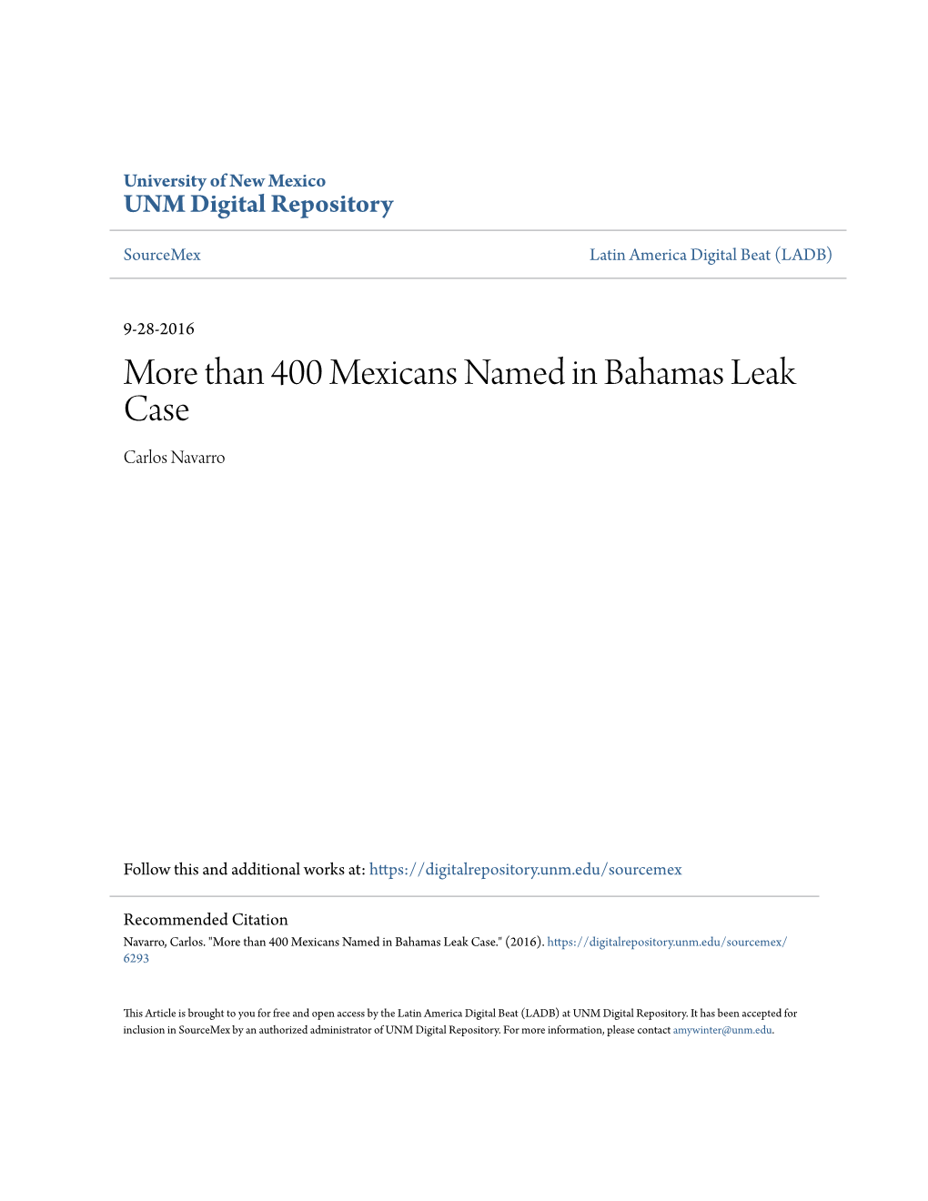 Than 400 Mexicans Named in Bahamas Leak Case Carlos Navarro
