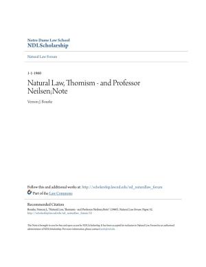 Natural Law, Thomism - and Professor Neilsen;Note Vernon J