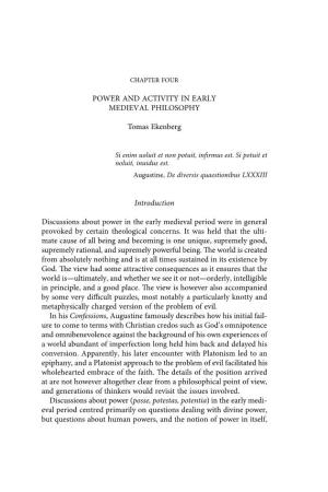 POWER and ACTIVITY in EARLY MEDIEVAL PHILOSOPHY Tomas