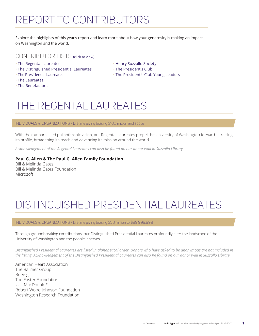 The Regental Laureates Distinguished Presidential