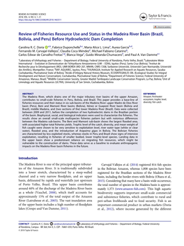 Review of Fisheries Resource Use and Status in the Madeira River Basin (Brazil, Bolivia, and Peru) Before Hydroelectric Dam Completion