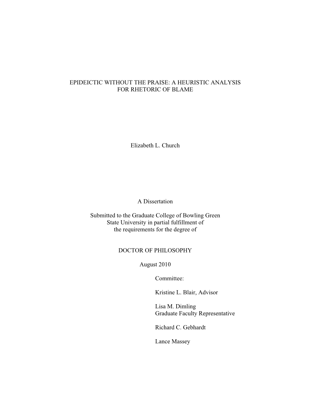 Epideictic Without the Praise: a Heuristic Analysis for Rhetoric of Blame