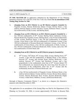 1 C 050195 ZMQ CITY PLANNING COMMISSION April 13, 2005