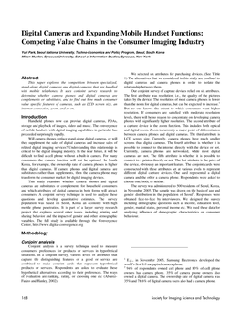 Digital Cameras and Expanding Mobile Handset Functions: Competing Value Chains in the Consumer Imaging Industry