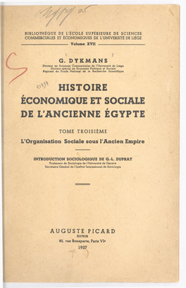 Histoire Économique Et Sociale De L'ancienne Égypte