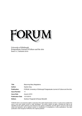 University of Edinburgh Postgraduate Journal of Culture and the Arts Issue 11 | Autumn 2010