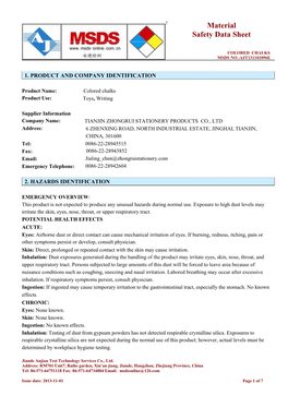 Material Safety Data Sheet