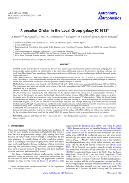 A Peculiar of Star in the Local Group Galaxy IC 1613⋆