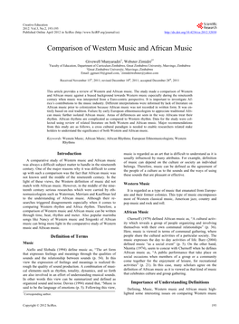 Comparison of Western Music and African Music