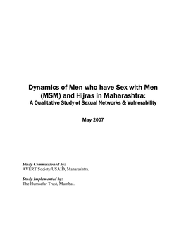 Men Who Have Sex with Men (MSM) and Hijras in Maharashtra: a Qualitative Study of Sexual Networks & Vulnerability