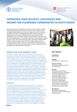 Improving Food Security, Livelihoods and Income for Vulnerable Communities in South Sudan