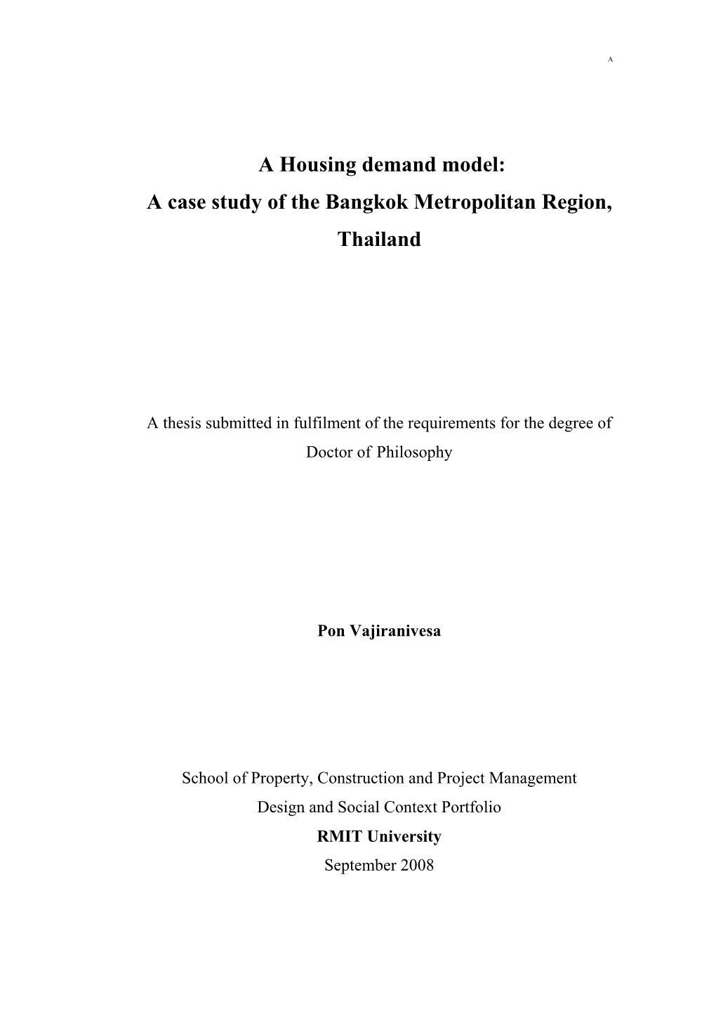 A Case Study of the Bangkok Metropolitan Region, Thailand