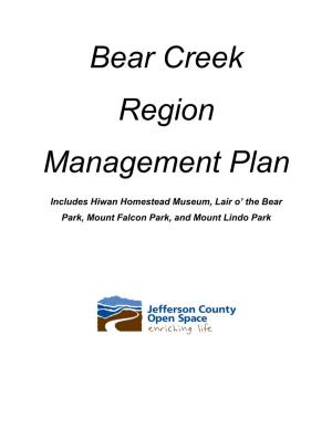 Bear Creek Region Management Plan