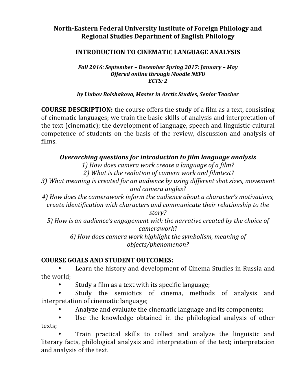 Introduction to Cinematic Language Analysis