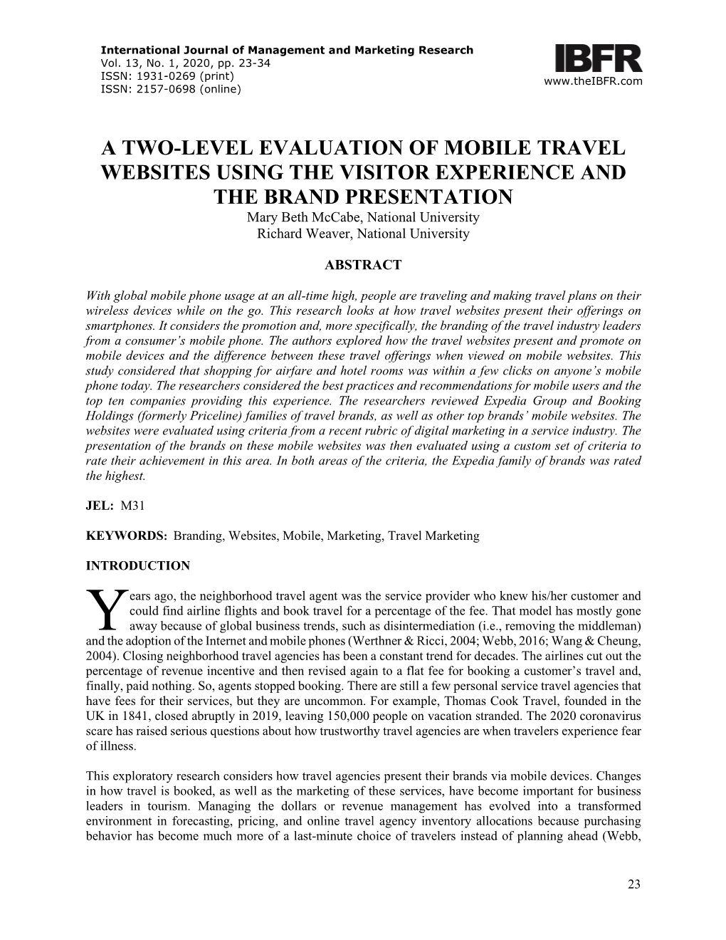 A Two-Level Evaluation of Mobile Travel Websites