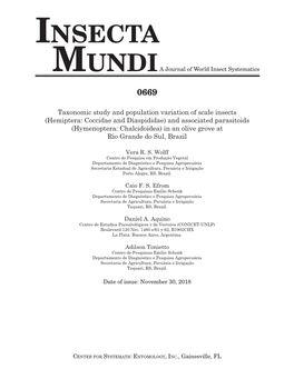 Insecta Mundia Journal of World Insect Systematics