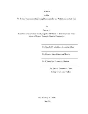 A Thesis Entitled Wi-Fi Data Transmission Employing