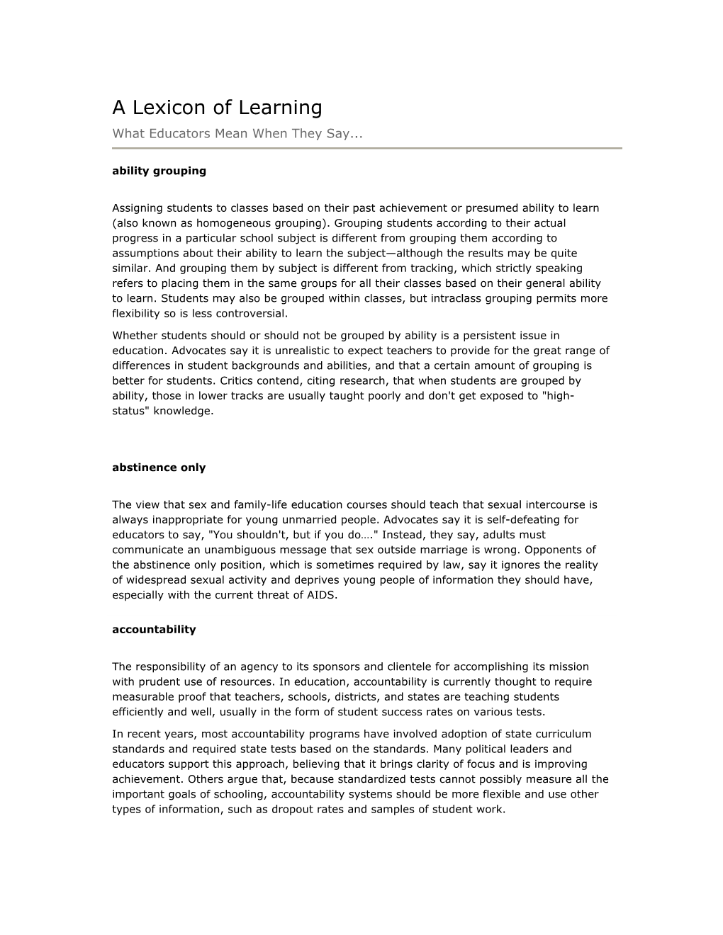 A Lexicon of Learning