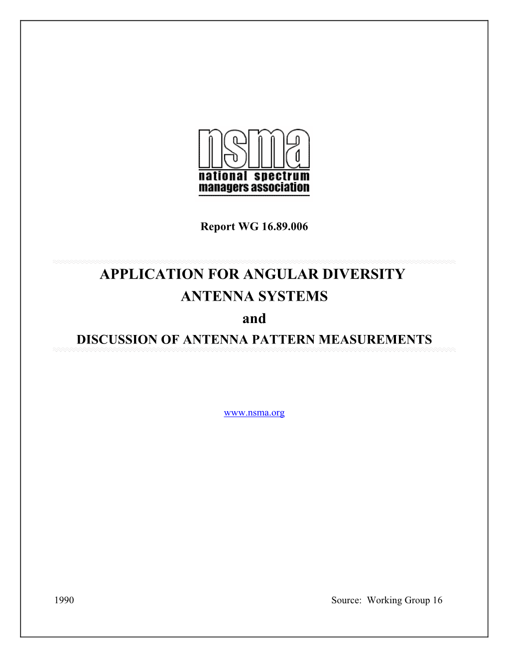 Angular Diversity / Antenna Pattern Measurements