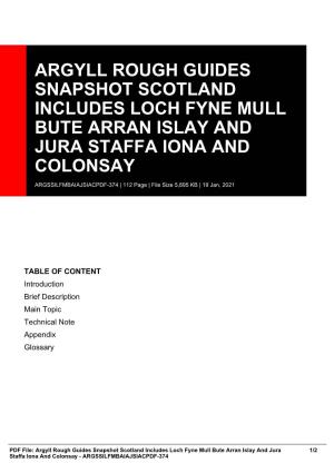 Argyll Rough Guides Snapshot Scotland Includes Loch Fyne Mull Bute Arran Islay and Jura Staffa Iona and Colonsay