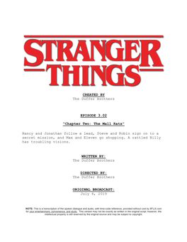 Stranger Things | Dialogue Transcript | S3:E2