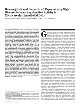 Downregulation of Connexin 43 Expression by High Glucose