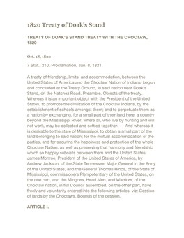 1820 Treaty of Doak's Stand
