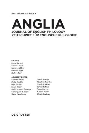 Anglia Journal of English Philology Zeitschrift Für Englische Philologie
