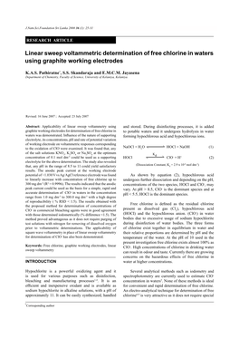 Linear Sweep Voltammetric Determination of Free Chlorine in Waters Using Graphite Working Electrodes