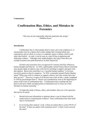 Confirmation Bias, Ethics, and Mistakes in Forensics