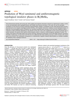 Prediction of Weyl Semimetal and Antiferromagnetic Topological Insulator Phases in Bi2mnse4 Sugata Chowdhury1, Kevin F
