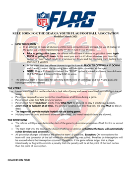 RULE BOOK for the GEAUGA YOUTH FLAG FOOTBALL ASSOCIATION Modified March 2021