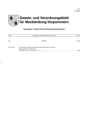 Gesetz- Und Verordnungsblatt Für Mecklenburg-Vorpommern