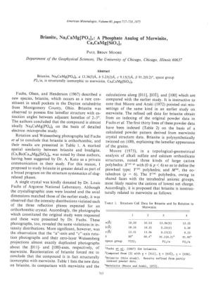 Brianite, Narcamg[Poa]R: a Phosphate Analog of Merwinite