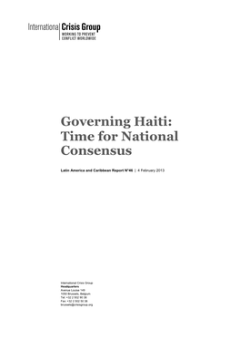 Governing Haiti: Time for National Consensus