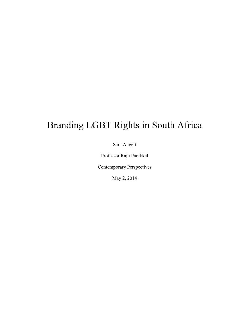 Branding LGBT Rights in South Africa