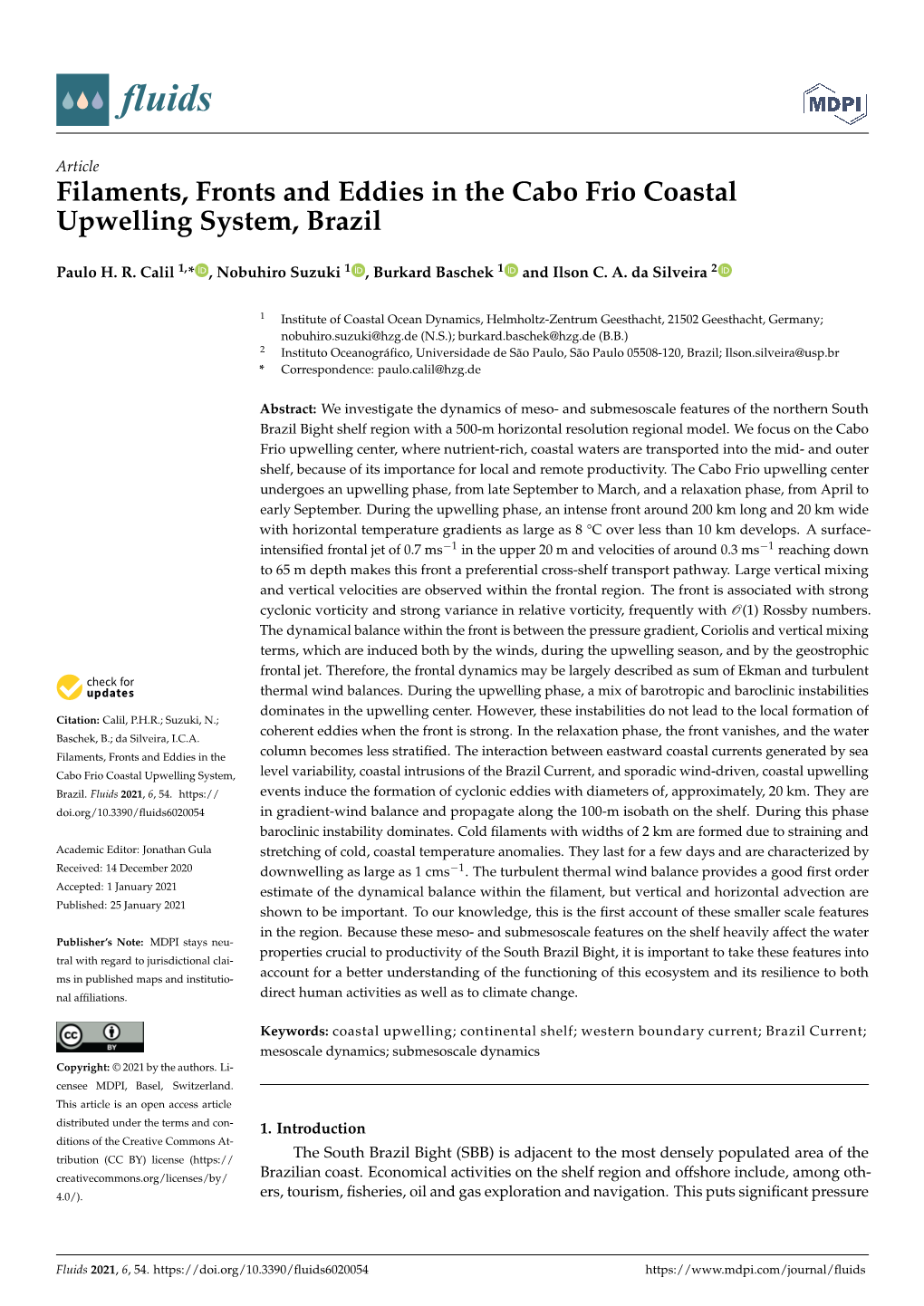 Filaments, Fronts and Eddies in the Cabo Frio Coastal Upwelling System, Brazil