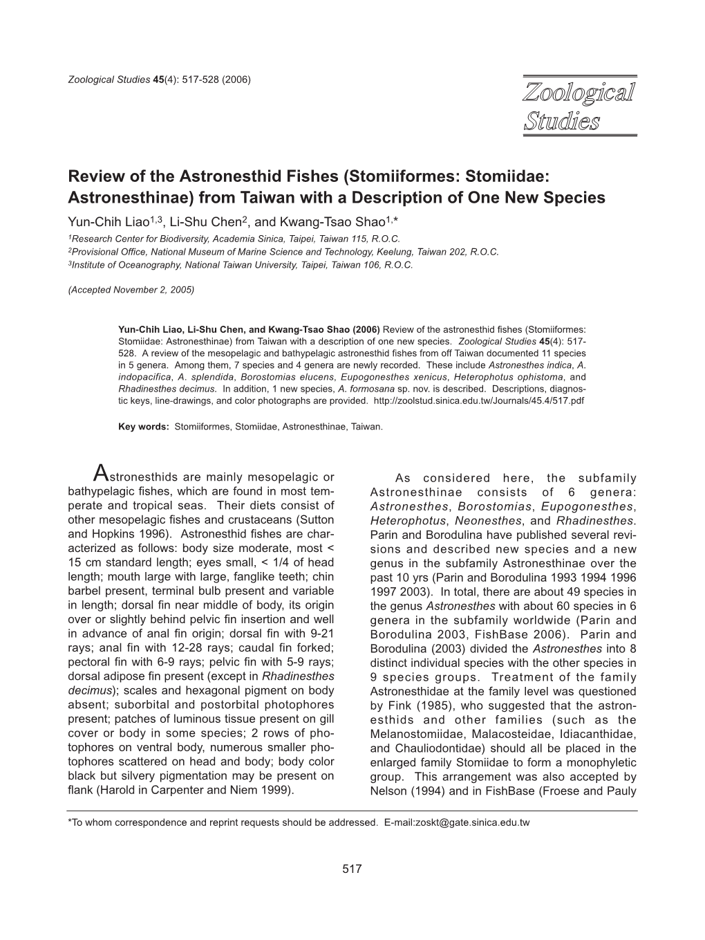 Stomiiformes: Stomiidae: Astronesthinae