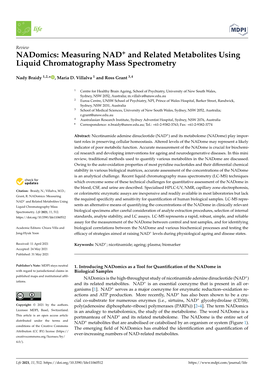 Measuring NAD+ and Related Metabolites Using Liquid Chromatography Mass Spectrometry