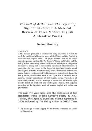 The Fall of Arthur and the Legend of Sigurd and Gudrún: a Metrical Review of Three Modern English Alliterative Poems
