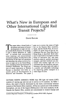 What's New in European and Other International Light Rail Transit Projects?
